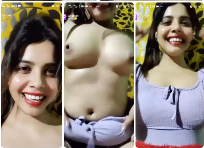 Beautiful Insta Queen Nikki Nude Chamet 9Min Private Premium Showing Pressing Boobs with Full Face