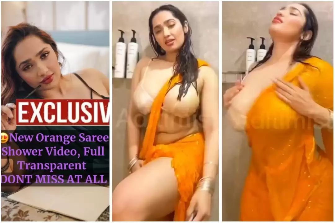 Aditi Mistry Orange Saree Shower Video