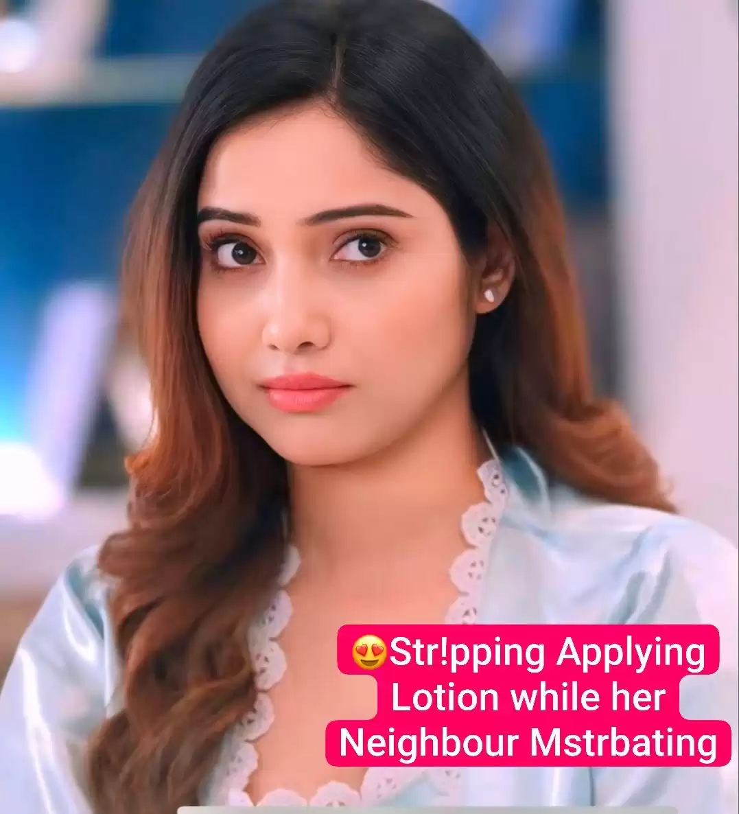 Beautiful Actress after Shower Super Seductive Stripping Applying Lotion While her Neighbour Masterbating