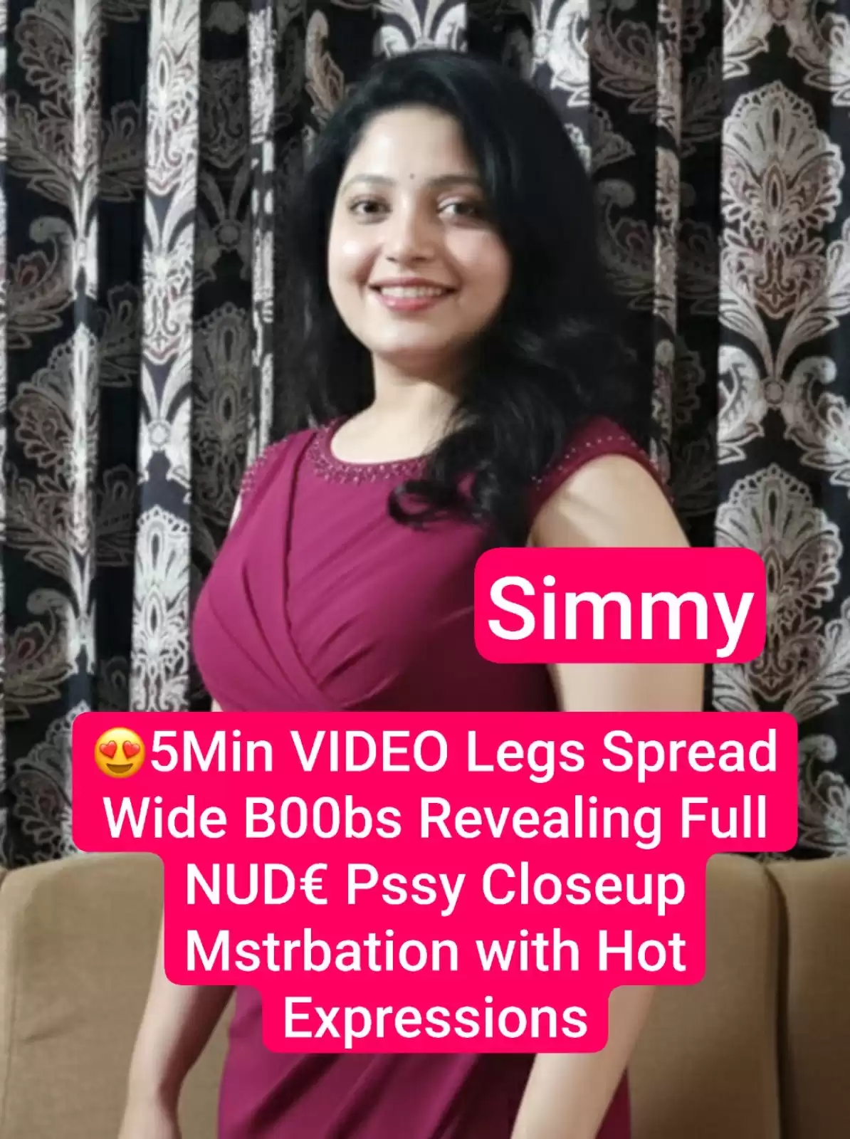 SIMMY Beautiful Insta Model Chamet Live 5Min VIDEO Legs Spread Wide Boobs Revealing Full NUDE Pussy Closeup Masterbation with Hot Expressions