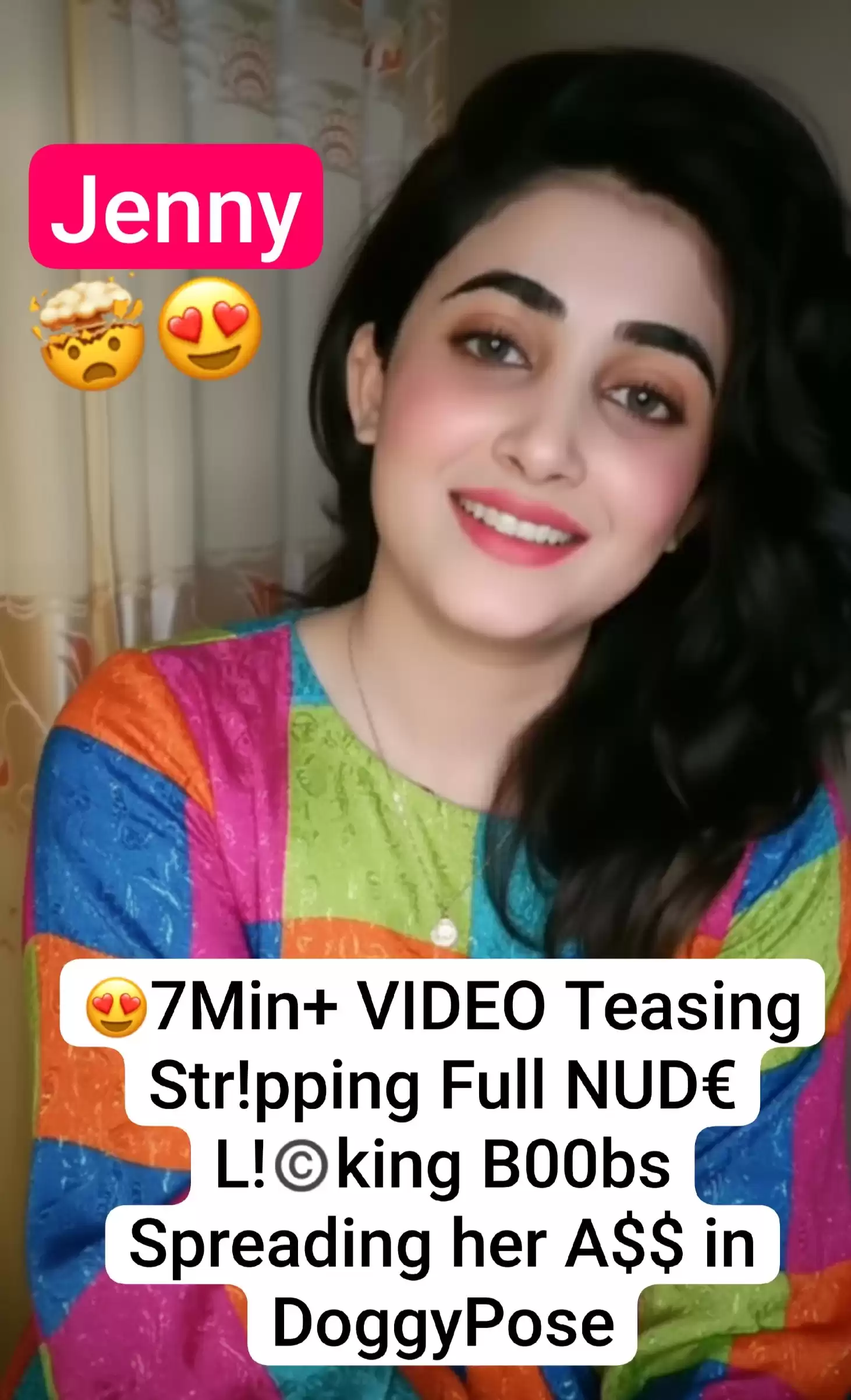 JENNY Beautiful Insta Model Tango 7Min+ Live Teasing Stripping Full NUDE with Full Face Licking Boobs Spreading her ASS in DoggyPose