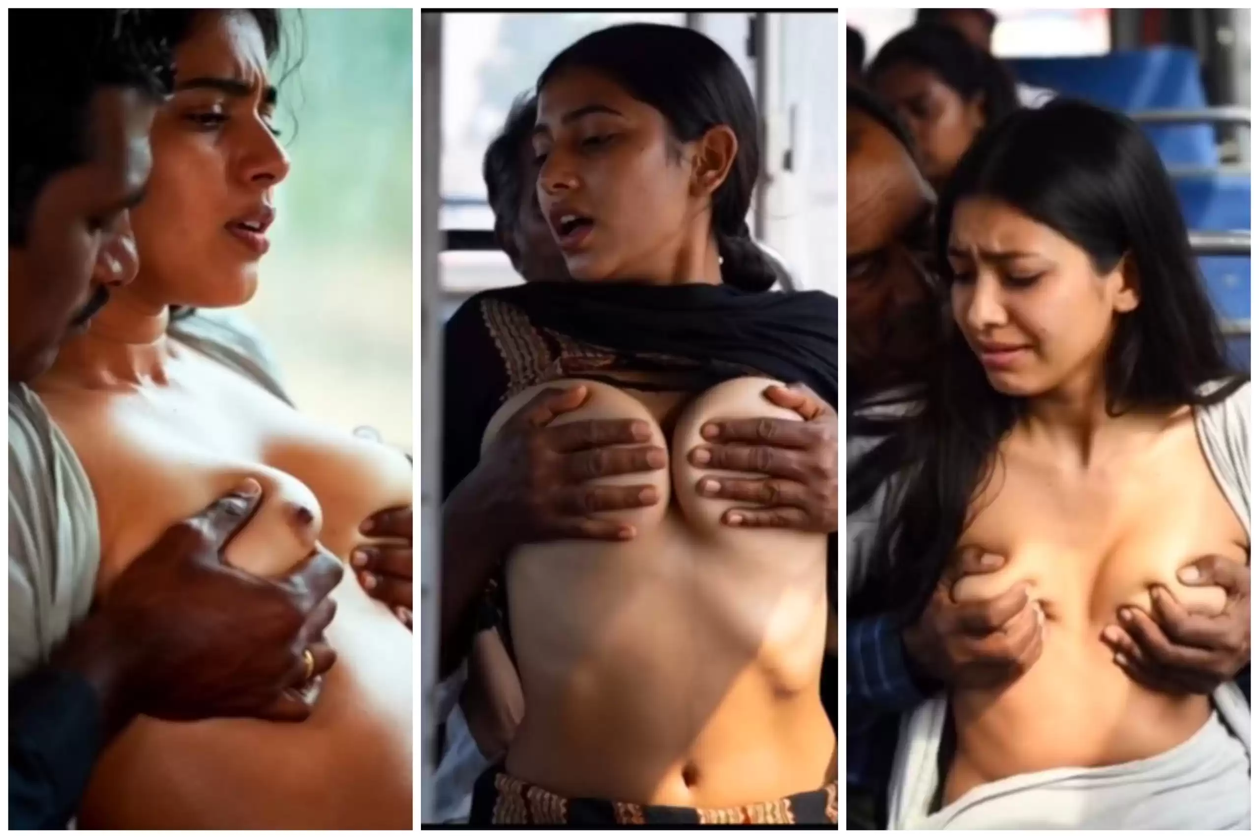 Old Man Grabbing Boobies In Bus Enjoying Shamelessly