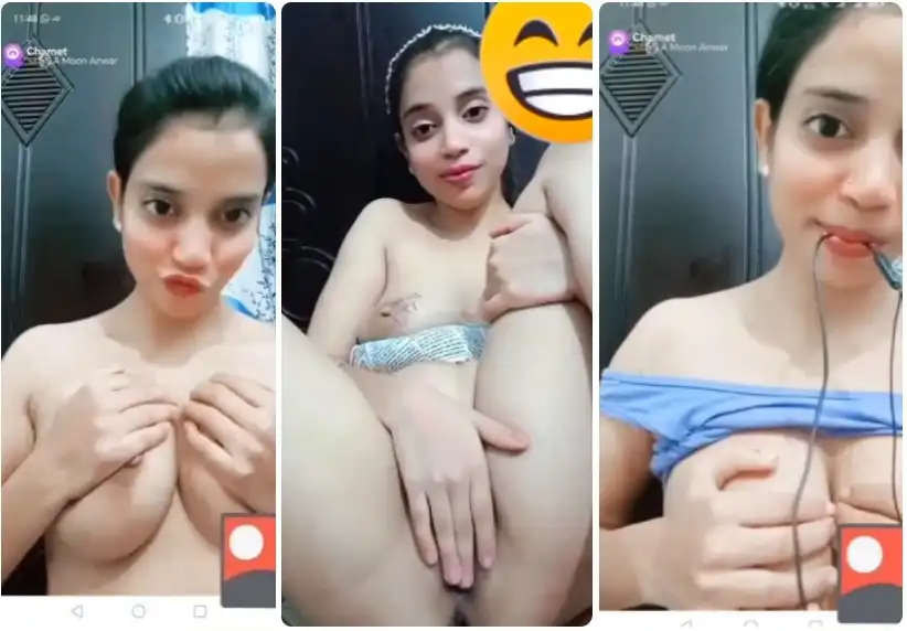 MOON ANWAR Nude Chamet Live Teasing Stripping Full NUDE with Full Face Boobs Pressing Pussy Closeup Masterbation