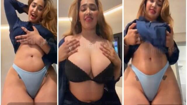 ADITI MISTRY Bra Remove Huge Boobs Pressing NUDE Stripping Pussy Teasing LIVE  with Full Face Clear Audio