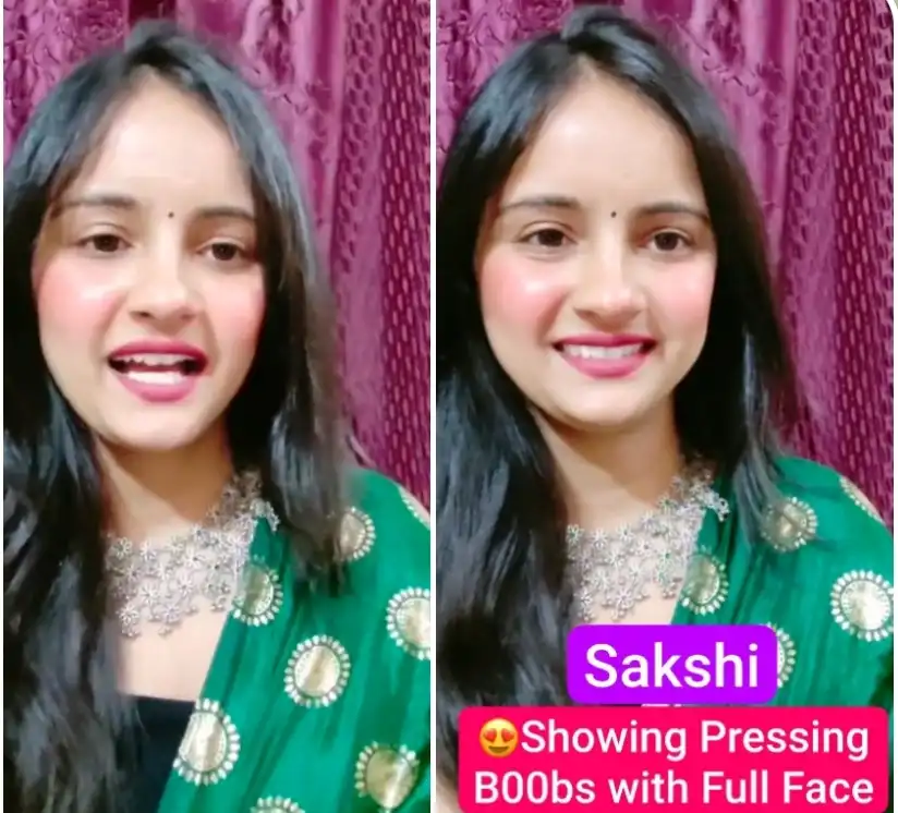 Beautiful Actress & Model Sakshi Nude Tango Live Showing Pressing Boobs with Full Face Hot Expressions