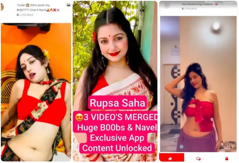 Beautiful Model RUPSA SAHA Most Demanded App Exclusive 3 VIDEO’S MERGED Huge Boobs & Navel Exclusive Hot Expression